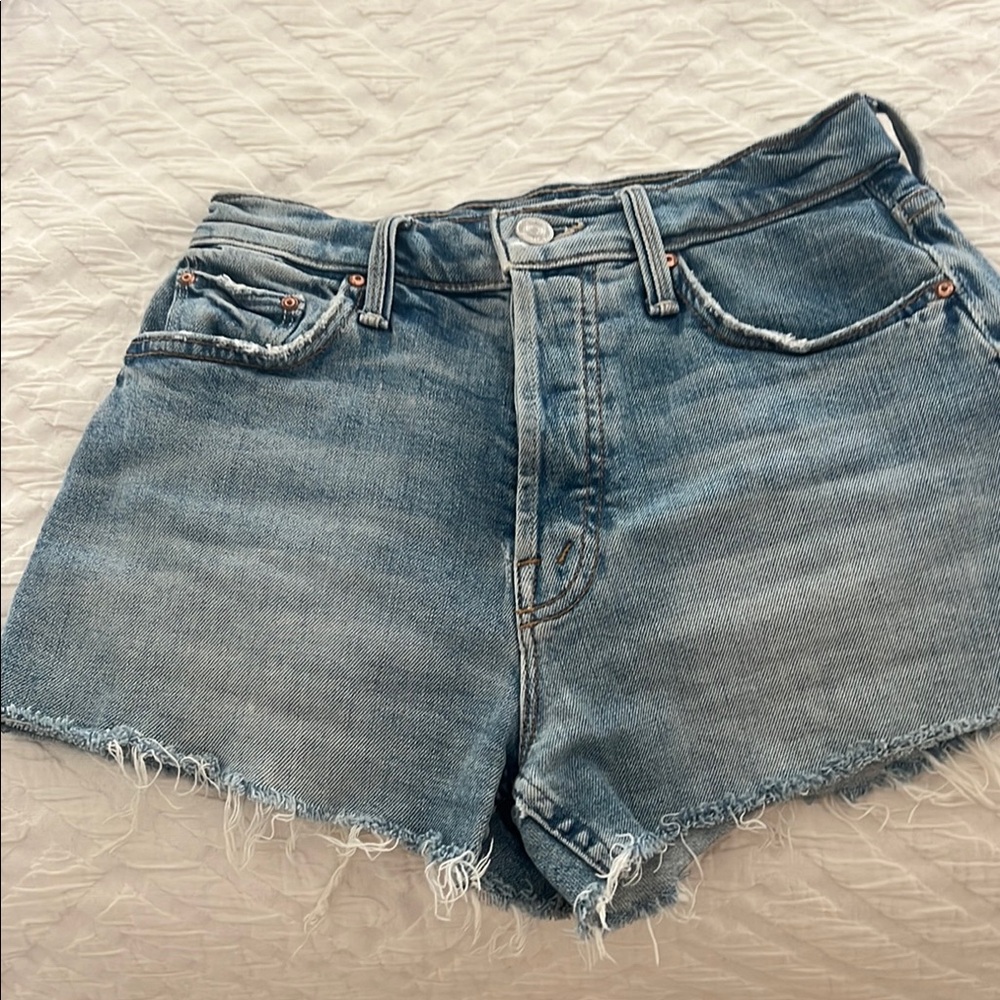 MOTHER The Tomcat Kick  Blue Jean Shorts